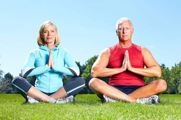 yoga on the grass